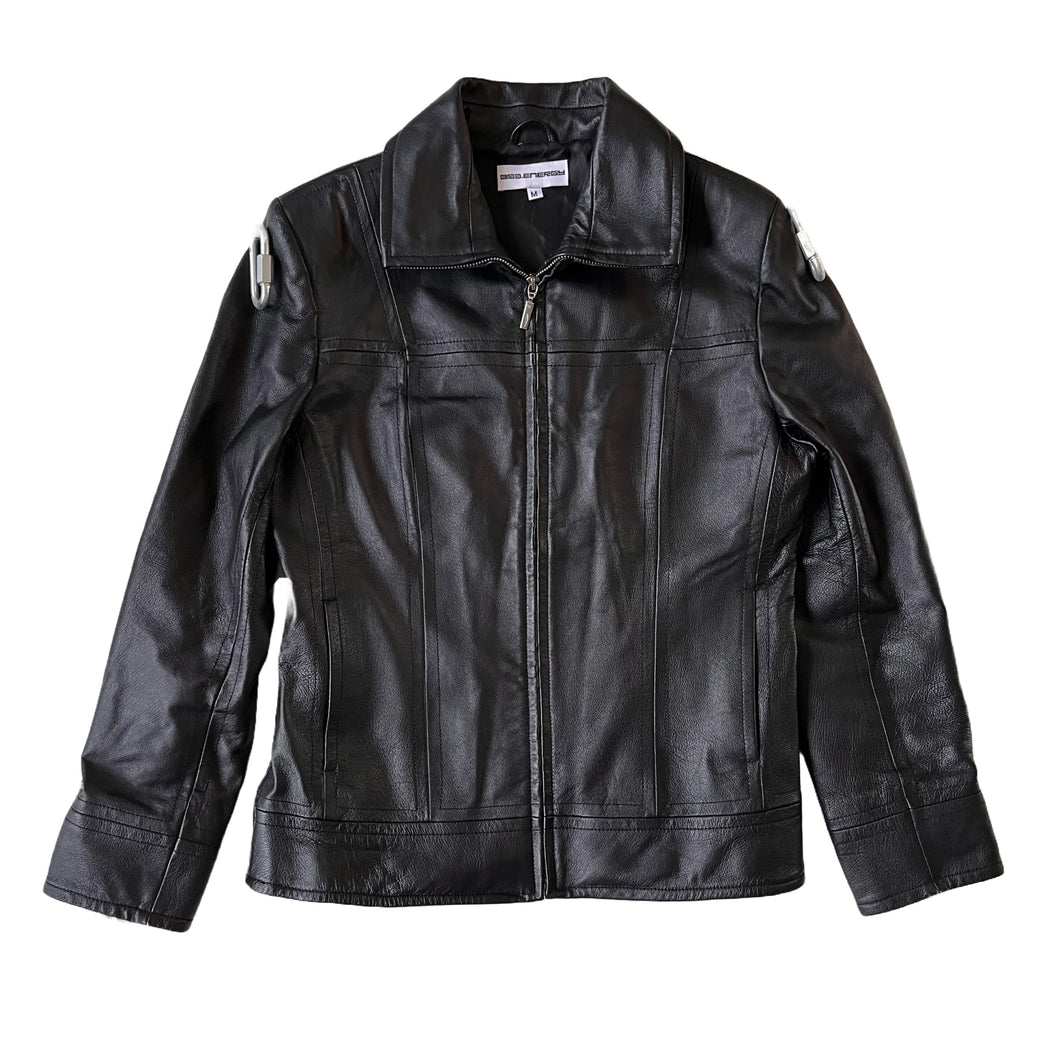 VESTE CUIR CHAINES